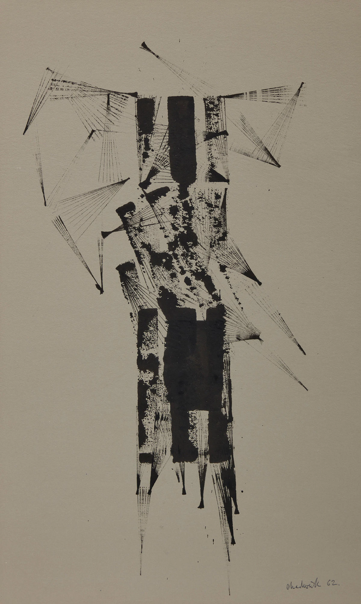 Lynn Russell Chadwick, Watcher, ink and monoprint on paper, 1962