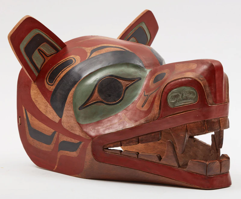 Ksan, Wolf Mask, painted wood - view 2