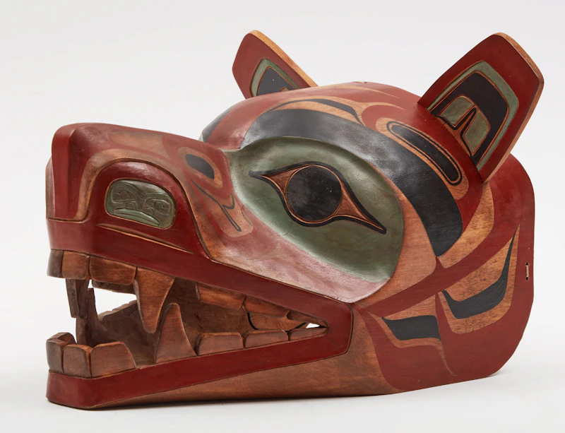 Ksan, Wolf Mask, painted wood - view 3