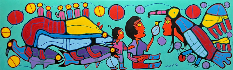 Norval Morrisseau, Shaman Appears Before All Creatures, 1982, acrylic on canvas