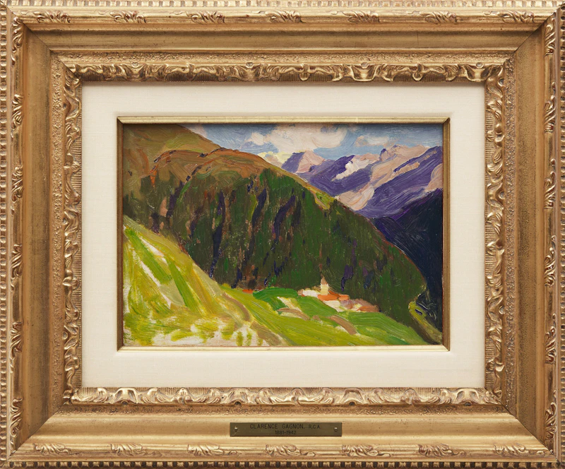 Clarence Alphonse Gagnon, Dans les Grisons, Switzerland, oil on board, 1927 - view 2