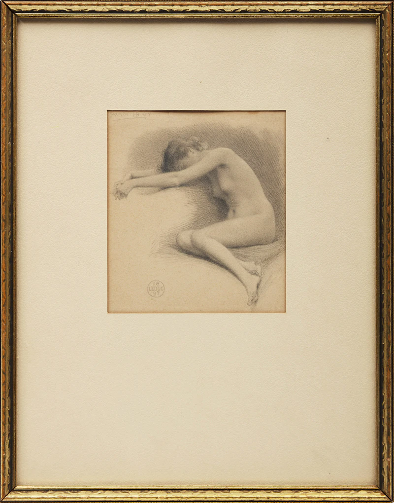 Ozias Leduc, Étude pour Érato (Muse endormie), pencil drawing, 1897 - view 2