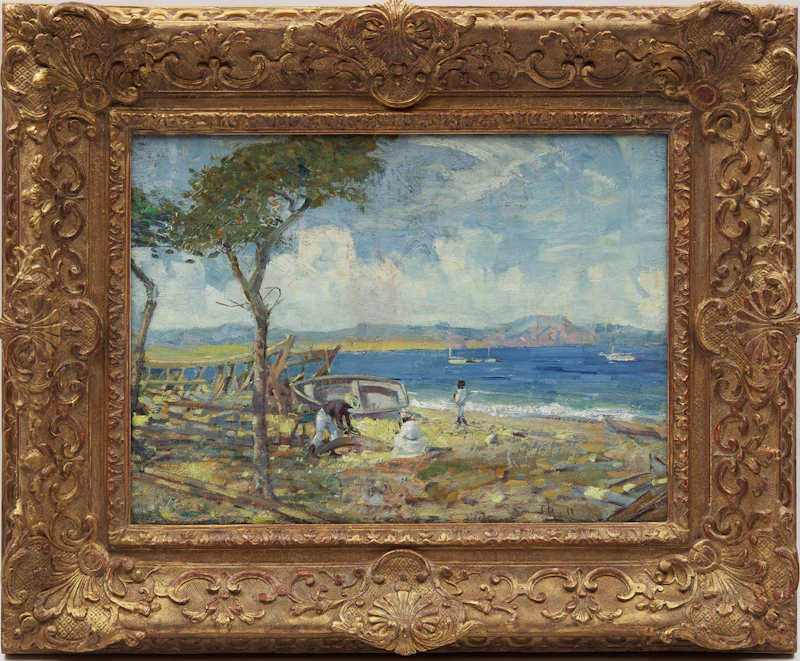 Peleg Franklin Brownell, Family Repairing their Boat, St. Kitts, oil on canvas, 1911 - view 2