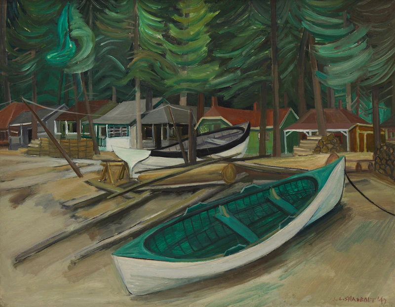Jack Leonard Shadbolt, Buccaneer Bay (R131) , oil on paper on board