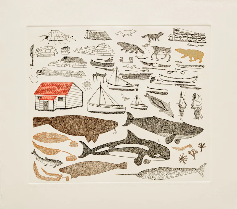 Kananginak Pootoogook, A Collection of Etchings: Portfolio IV, Portfolio of 6 Etchings, 1981 - view 3