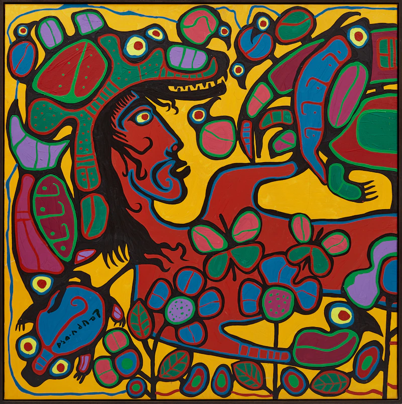 Norval Morrisseau, Shaman in Repose, circa 1991-1992, acrylic on canvas (diptych), circa 1991 - view 4