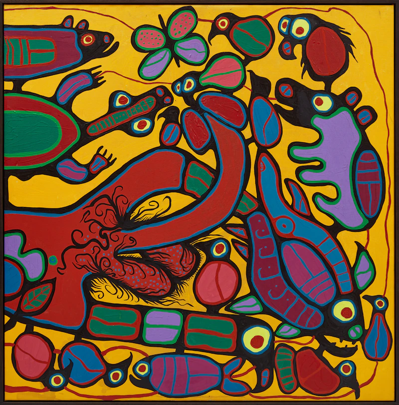 Norval Morrisseau, Shaman in Repose, circa 1991-1992, acrylic on canvas (diptych), circa 1991 - view 6