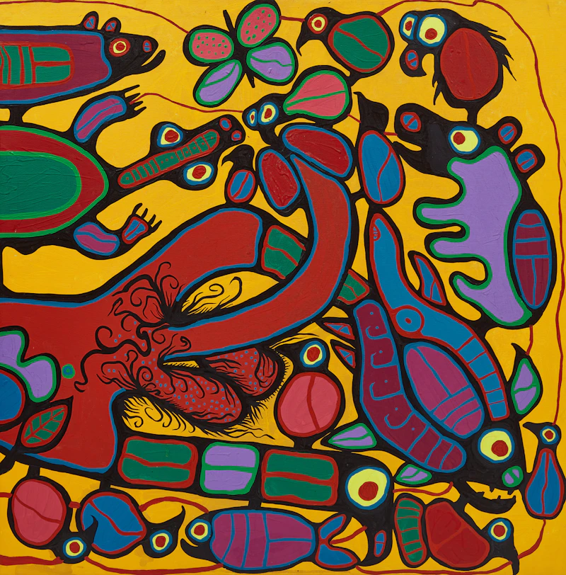 Norval Morrisseau, Shaman in Repose, circa 1991-1992, acrylic on canvas (diptych), circa 1991 - view 7