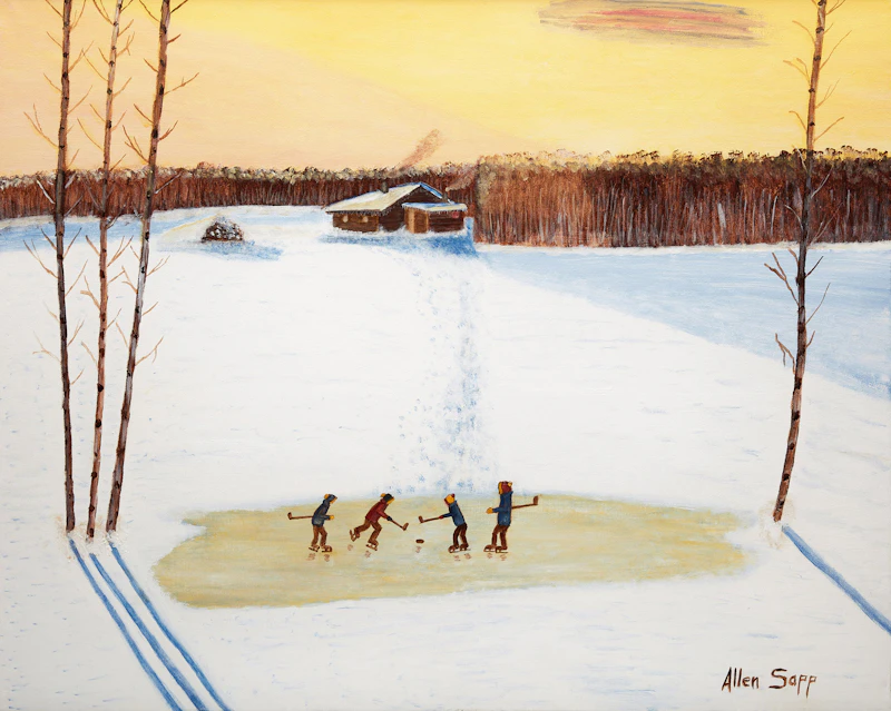 Playing Hockey by Allen Sapp