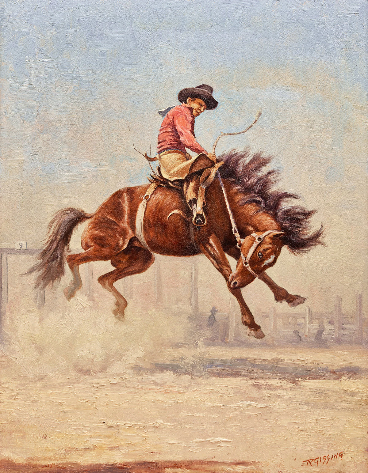 Roland Gissing, Bucking Horse, oil on board