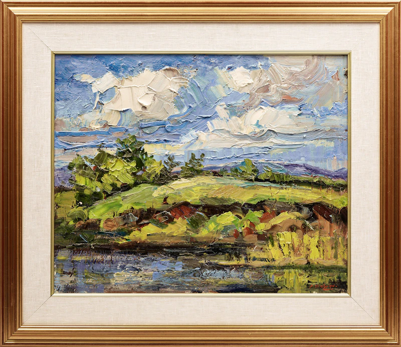 Armand Tatossian, Landscape with Trail; Waterfront Landscape, two oil paintings - view 5