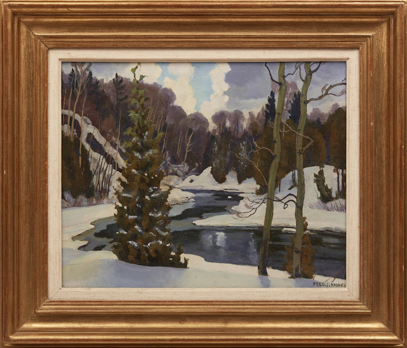 Frederick Stanley Haines, Winter Stream, oil on board - view 2