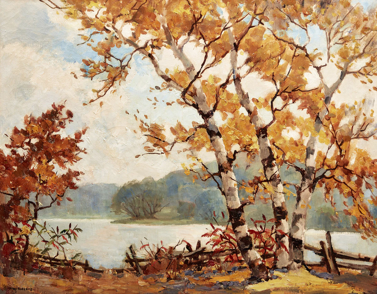 Thomas Keith Roberts, Riverside Birch Trees, Port Credit, oil on canvas