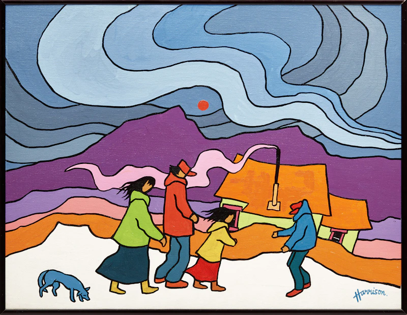 Ted Harrison, Wild Wind, acrylic on canvas board, 1981 - view 2