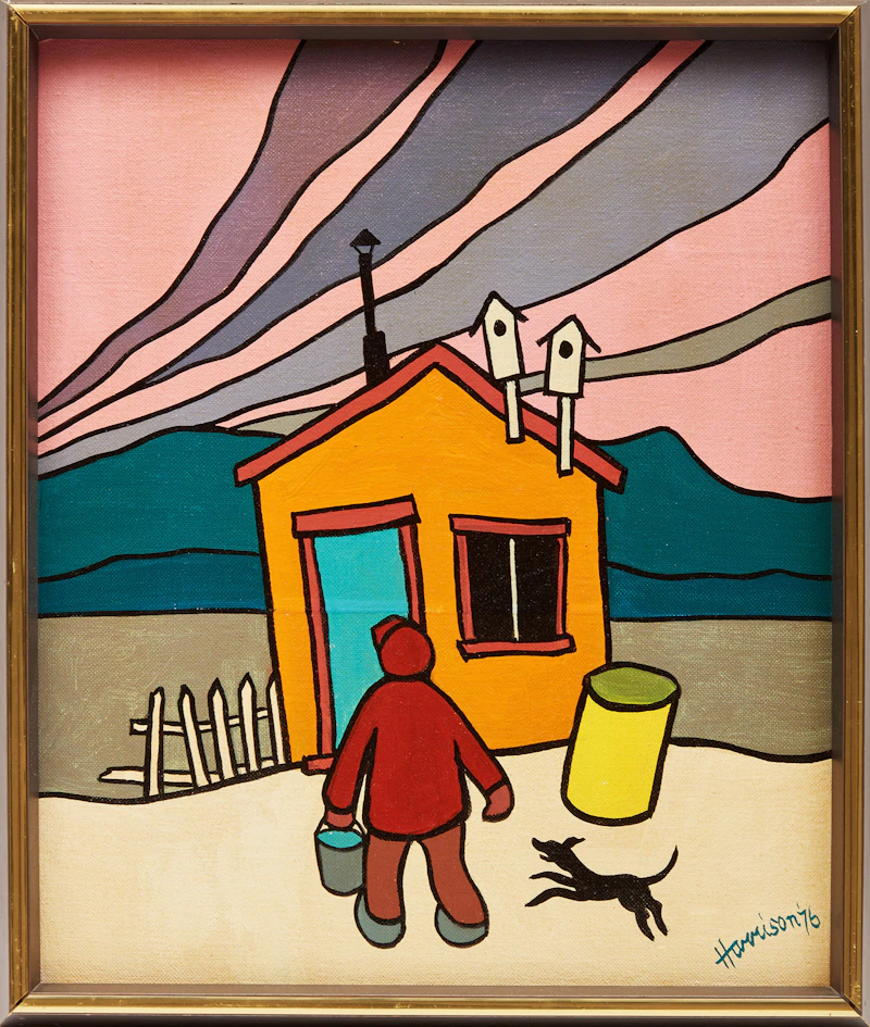 Ted Harrison, House of the Birds, acrylic on canvas board, 1976 - view 2