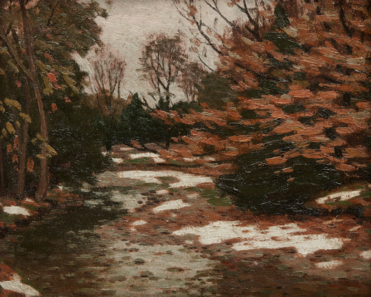 George Thomson, Untitled (Forest Interior) , oil on board, 1950