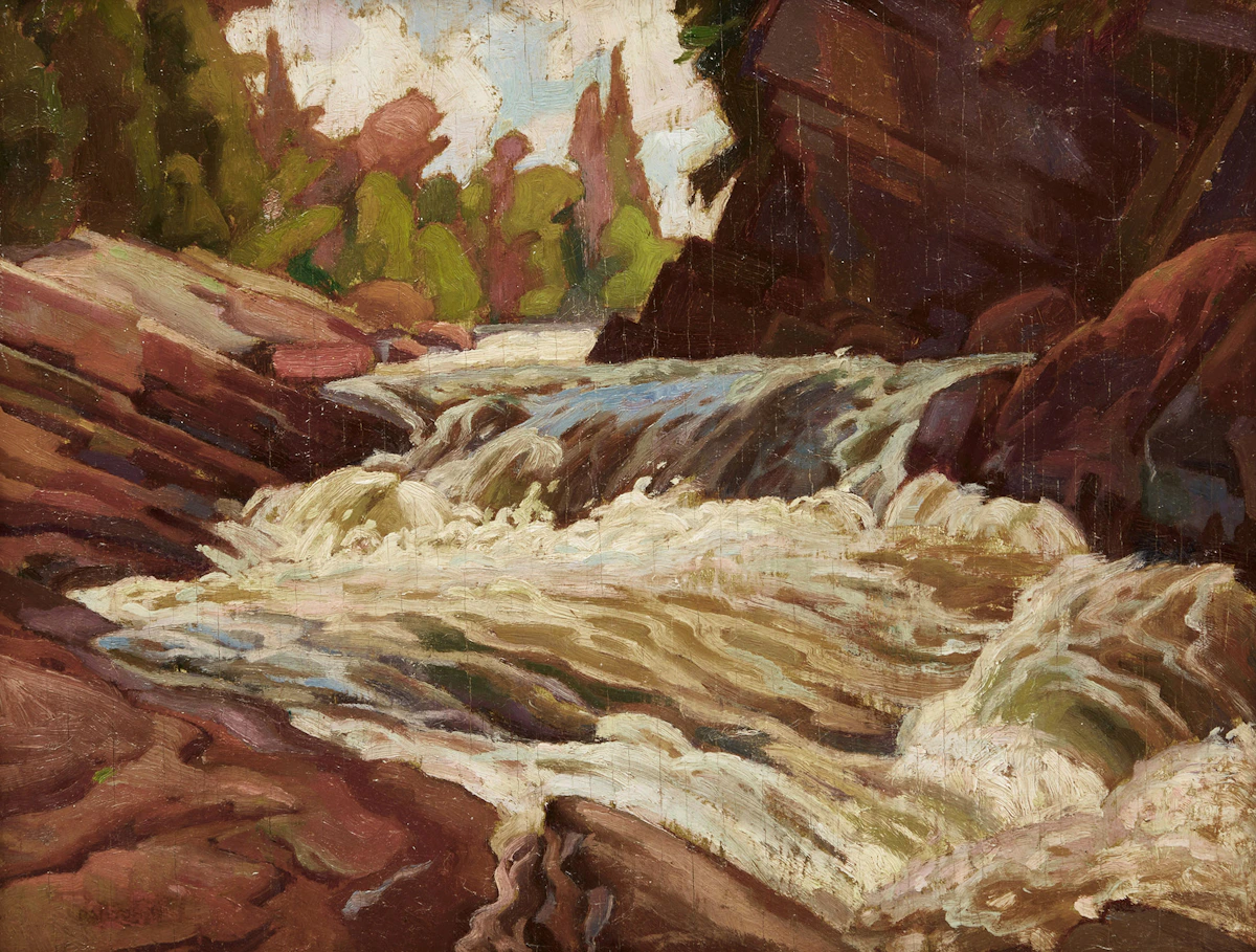 Lawrence Arthur Colley Panton, Oxtongue Rapids, oil on board