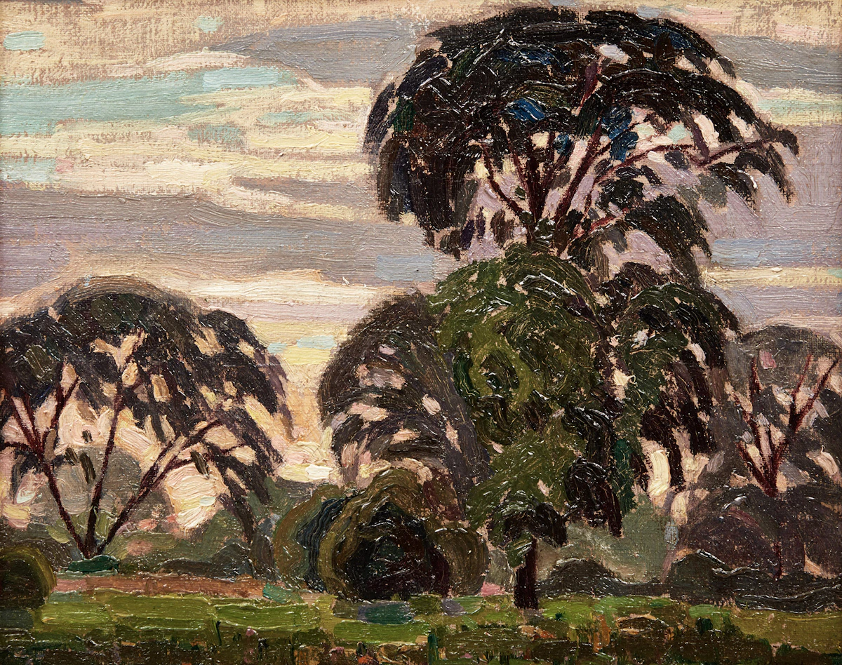Lawrence Arthur Colley Panton, Elm Trees, Downsview, oil on board