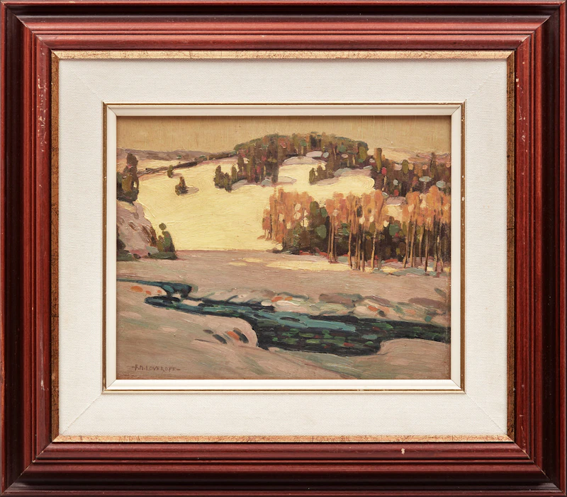 Frederick Nicholas Loveroff, Snow on the Hillside, oil on board, 1930 - view 2