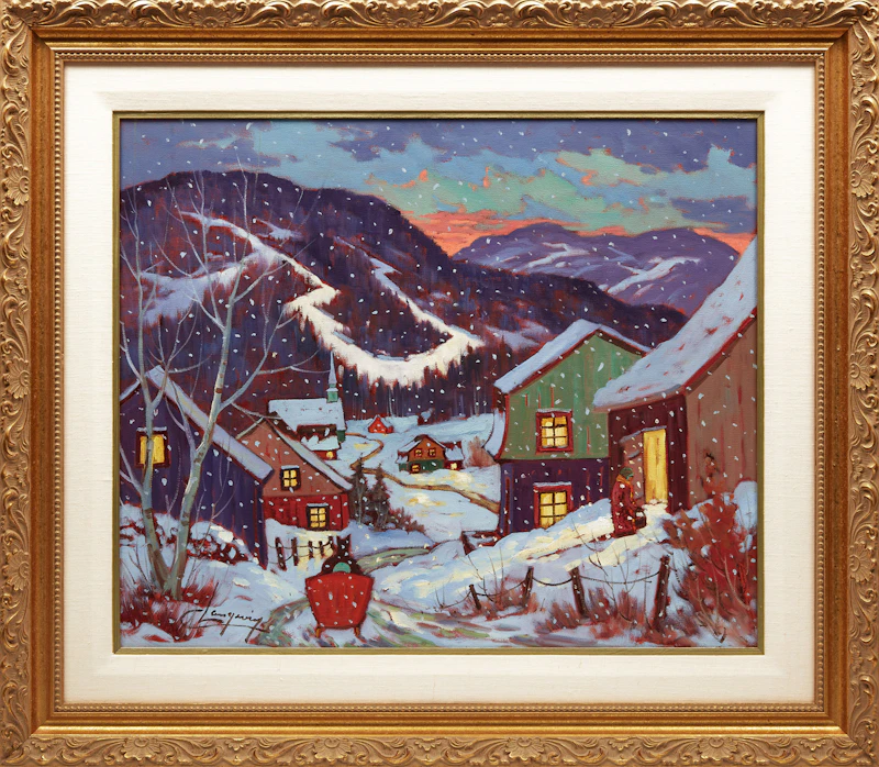 Claude Langevin, Promenade nocturne, oil on canvas - view 2