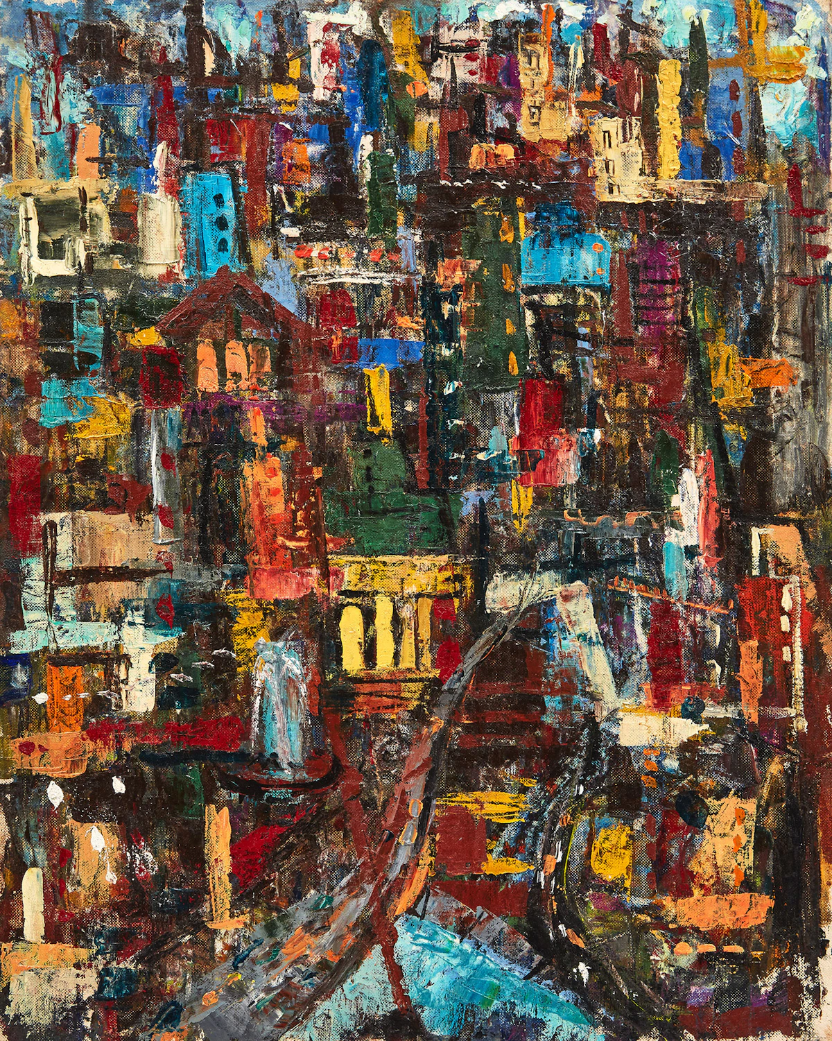 Hortense Mattice Gordon, City Light, oil on canvas board