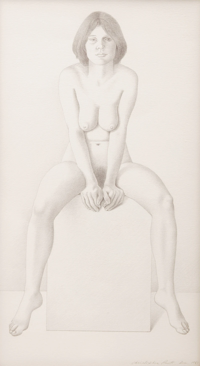 Girl Sitting on a Box, 1981 by Christopher Pratt