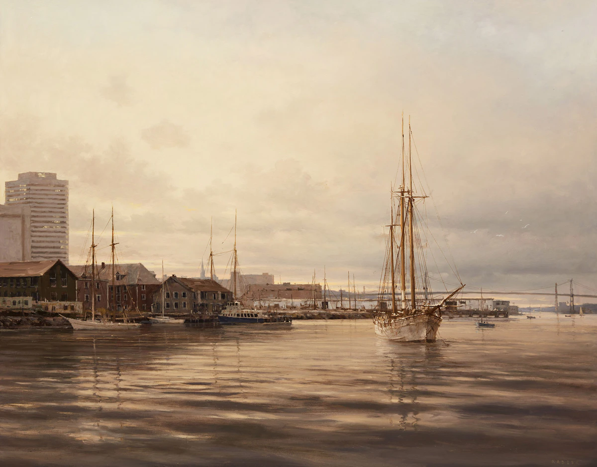 Dusan Kadlec, Looking Toward Purdy's Wharf, oil on board