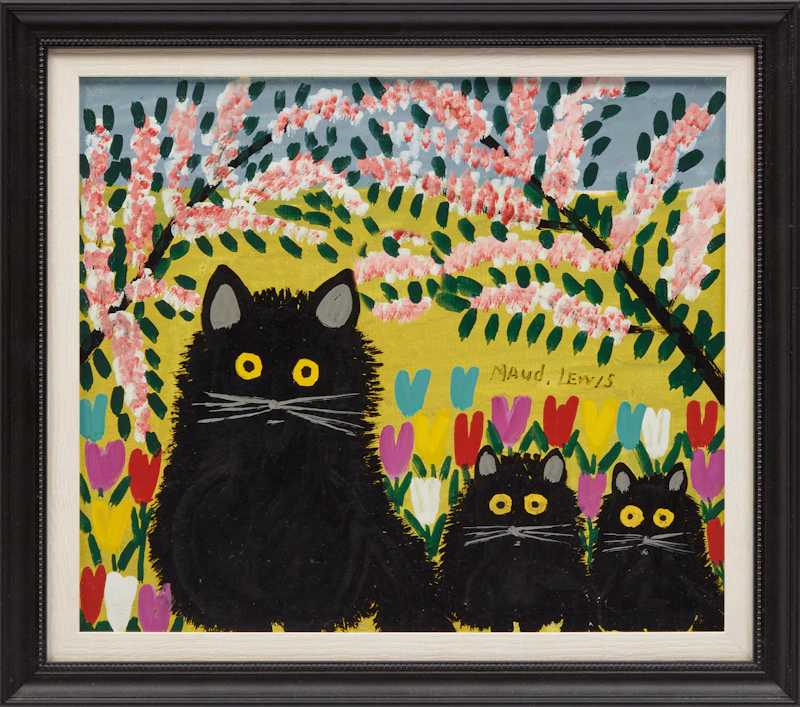 Maud Lewis, Three Black Cats, oil on masonite, circa 1968 - view 2