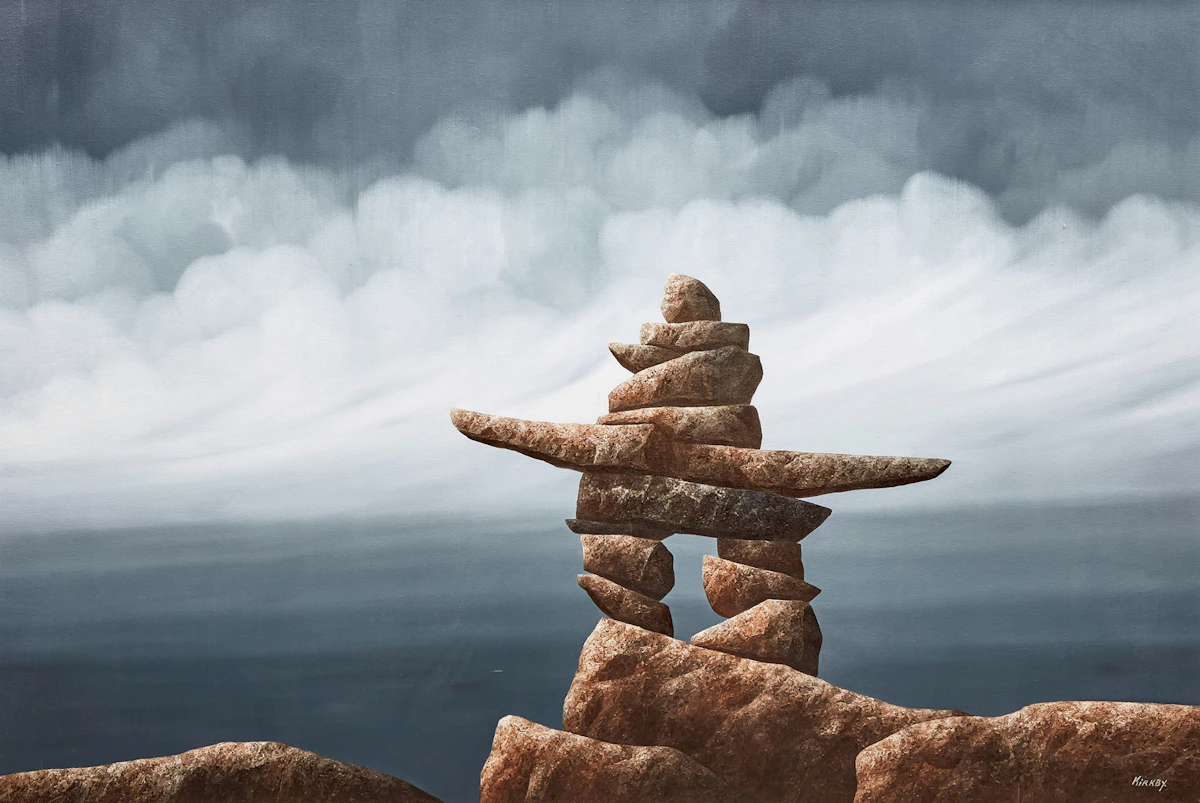 Ken Kirkby, Inukshuk, oil on canvas