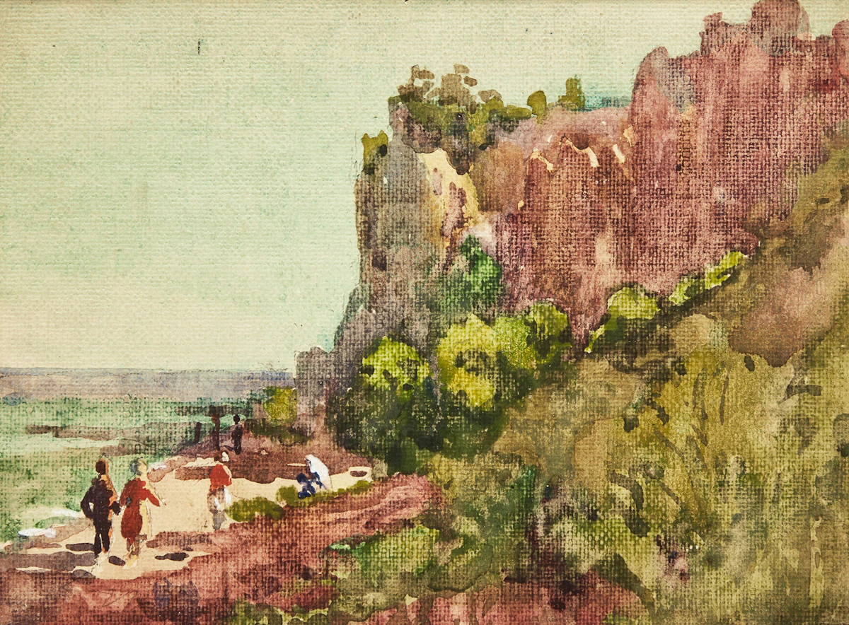 Frederick Alexander Fraser, Scarborough Bluffs; Turrets Behind the Trees, two watercolours