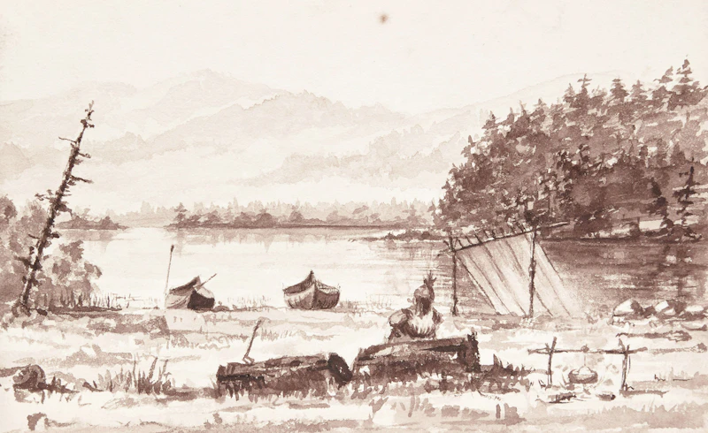 William Busby Lambe, Sketchbook of Drawings, Three-quarter bound in leather with marbled endpapers - view 3