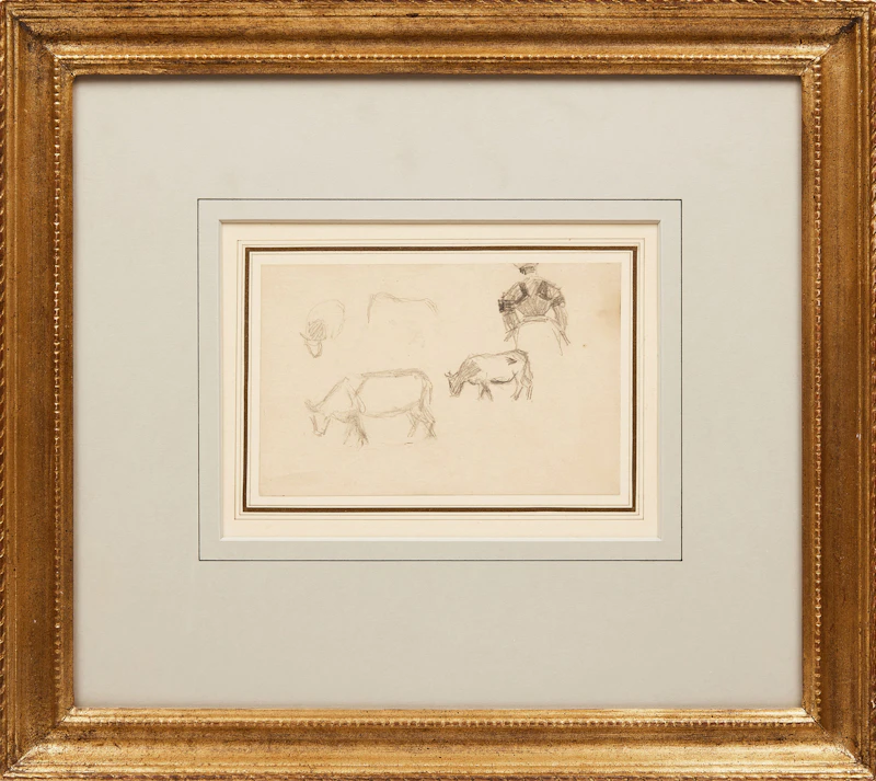 James Wilson Morrice, Study of Cows Grazing, graphite, 1905 - view 2