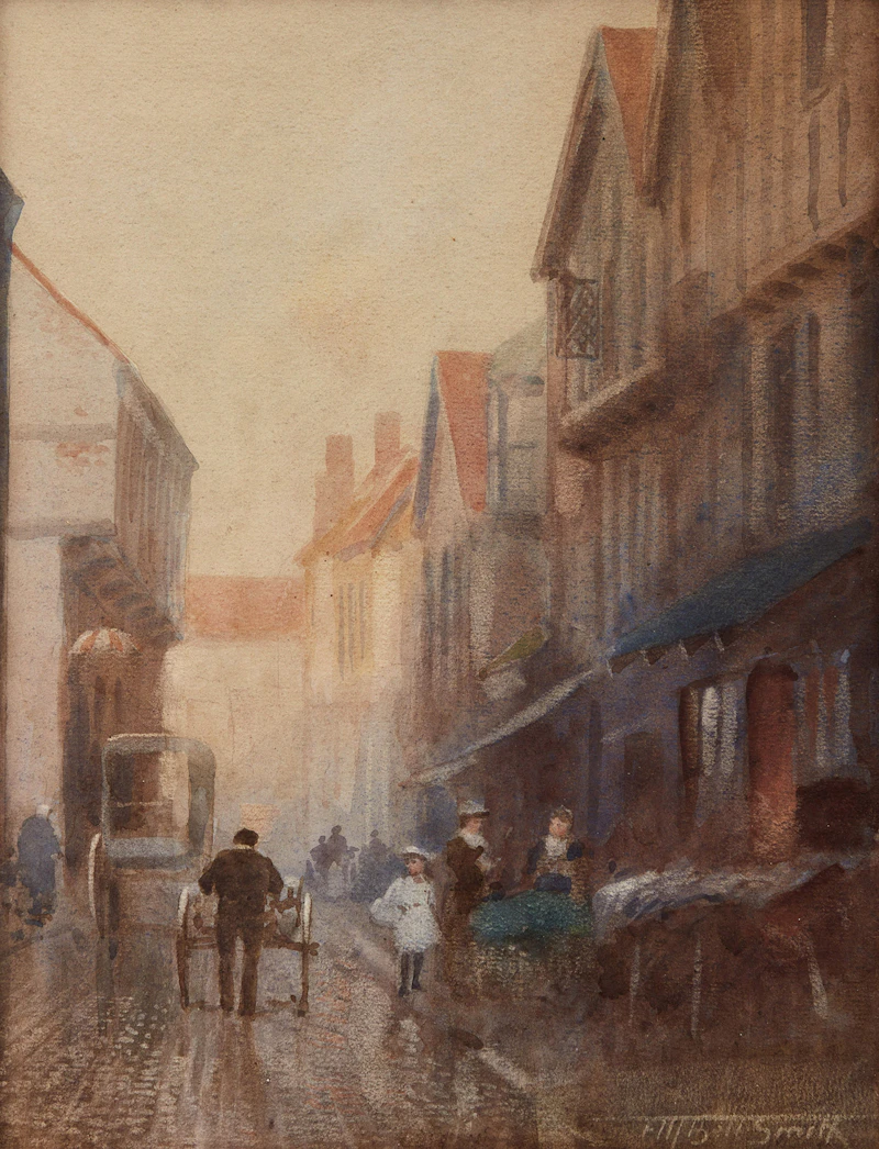 Street Scene (possibly Westgate Street, Gloucester) by Frederic Marlett Bell-Smith