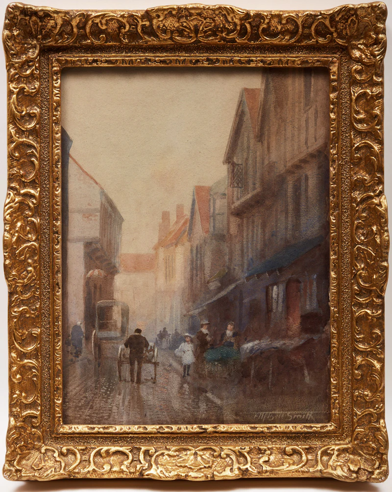 Frederic Marlett Bell-Smith, Street Scene (possibly Westgate Street, Gloucester), watercolour laid down on board - view 2
