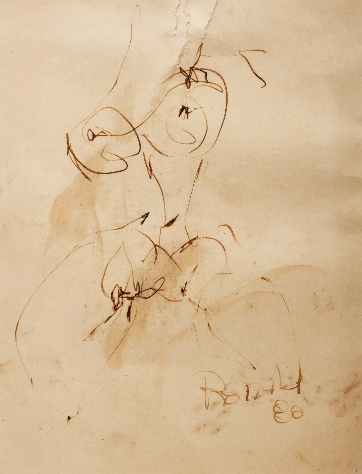 William Ronald, Four Nude Studies, four inks on paper, 1980