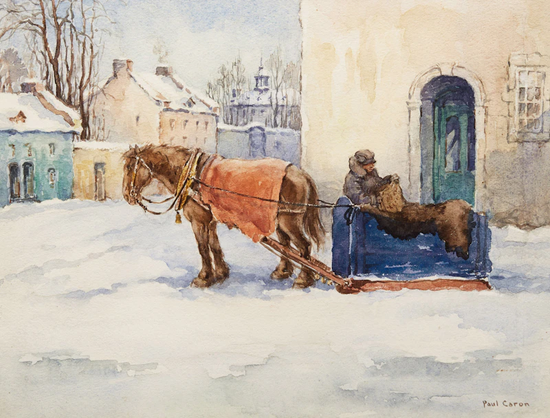 Winter Cariole in Montreal by Paul Archibald Caron