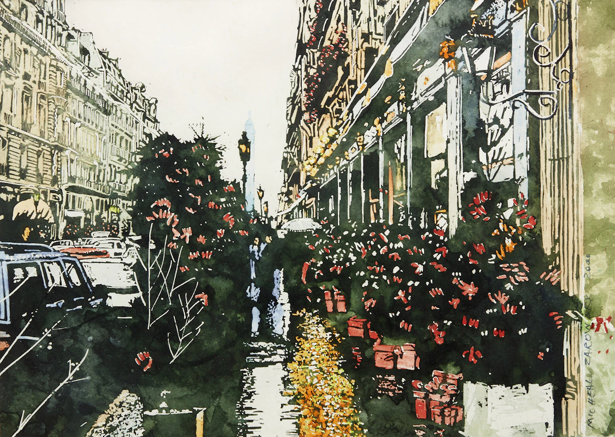 Michael Zarowsky, Three Winter Scenes, three watercolours