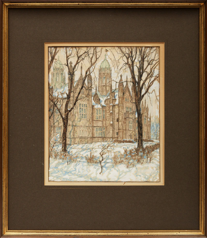 Nicholas Hornyansky, Trinity College, University of Toronto, tempera on paper, circa 1940 - view 2