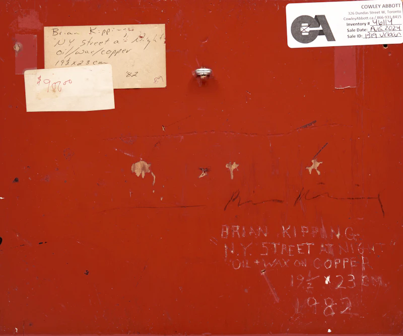Brian Mark Kipping, NY Street at Night, oil and wax on copper on panel, 1982 - view 2