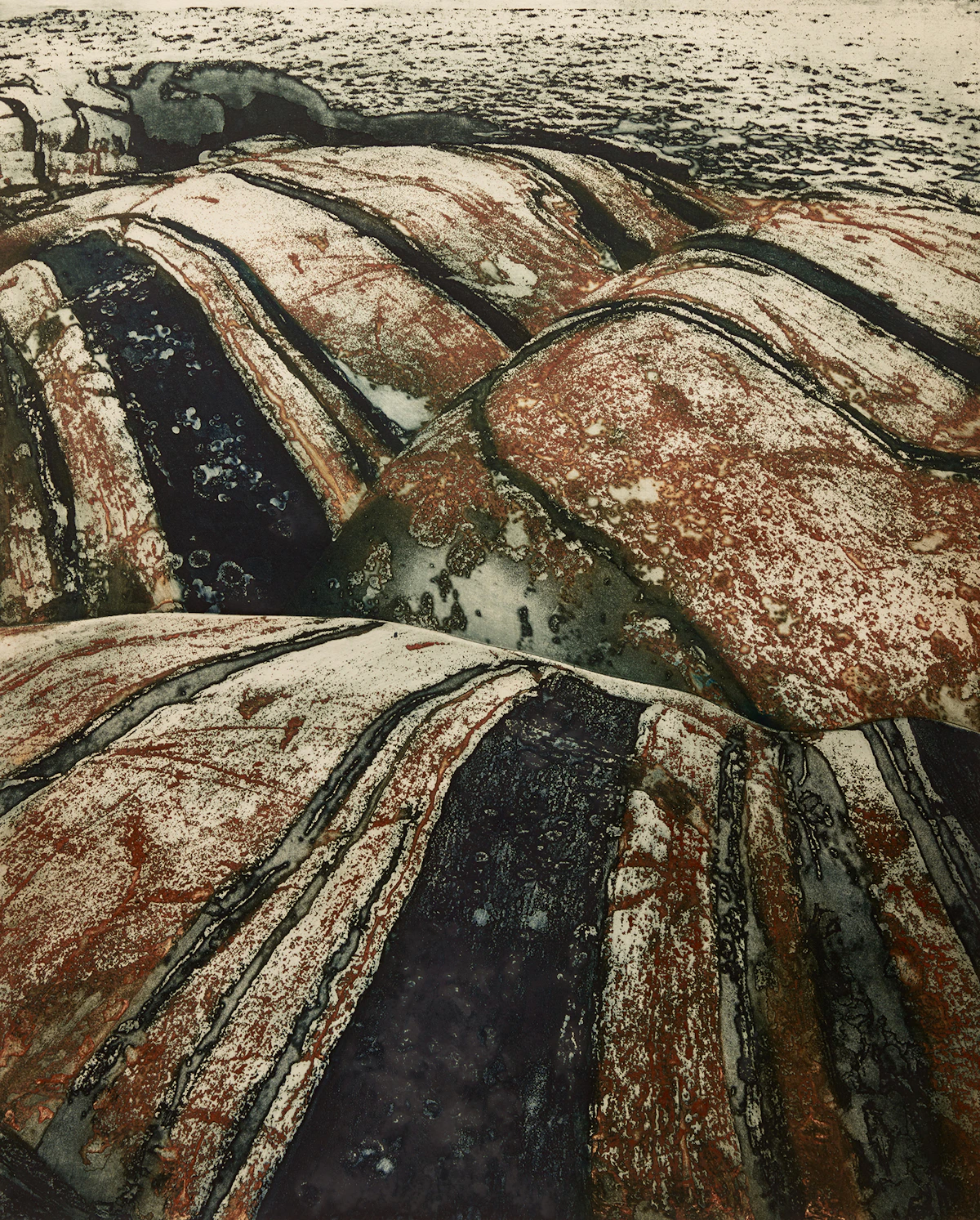 Edward John Bartram, Rolling Rocks, etching, 1976