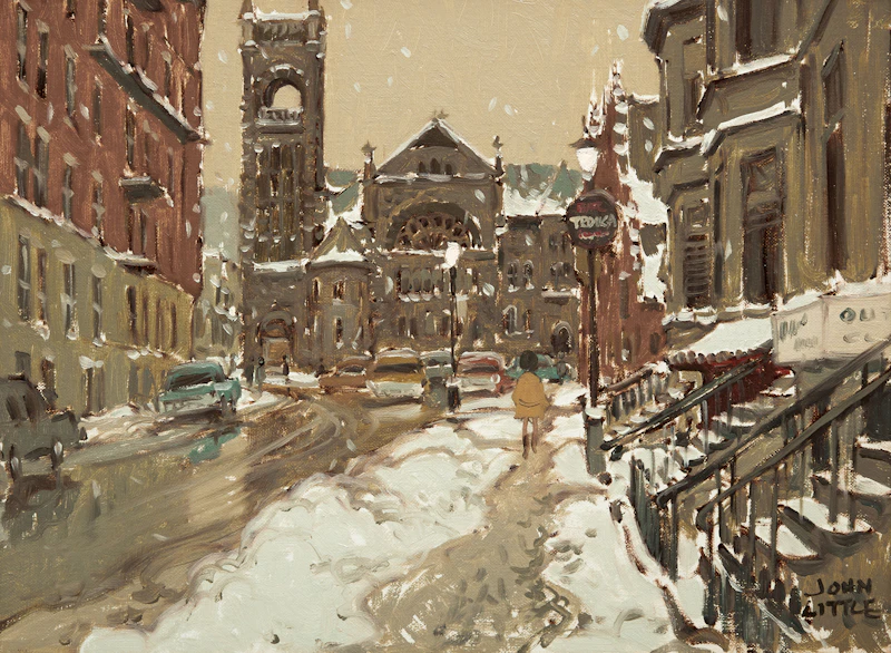 John Little, Crescent St., oil on canvas board