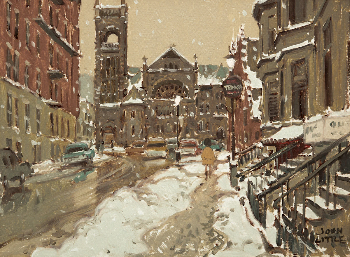 John Little, Crescent St., oil on canvas board, 1965