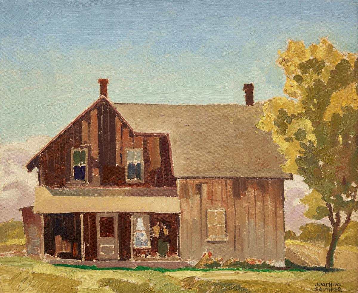 Joachim George Gauthier, Old Farmhouse near Perkinsfield, Georgian Bay, oil on canvas on board, 1950