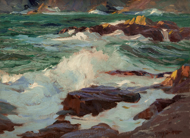 Harry Britton, Rocks, Trebarwith, oil on canvas board