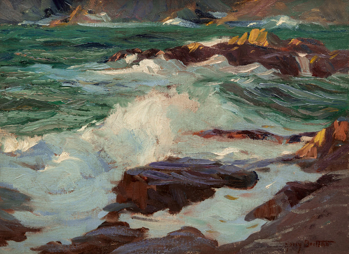 Harry Britton, Rocks, Trebarwith, oil on canvas board
