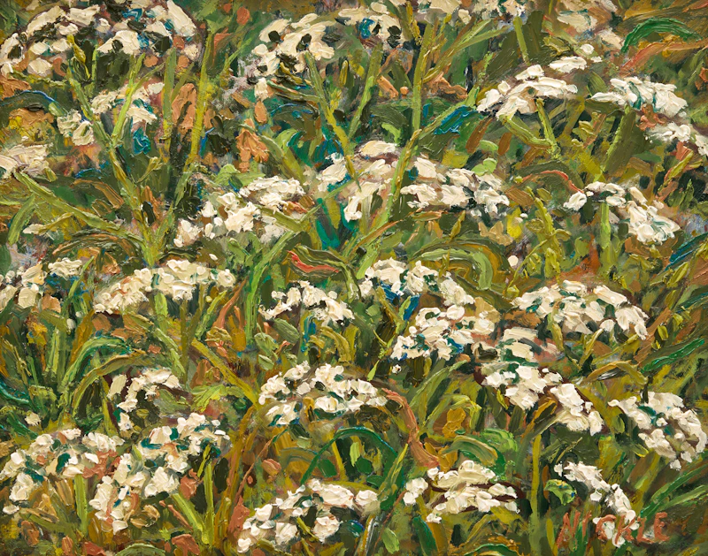Lawrence Nickle, Weeds at N's Studio, oil on board
