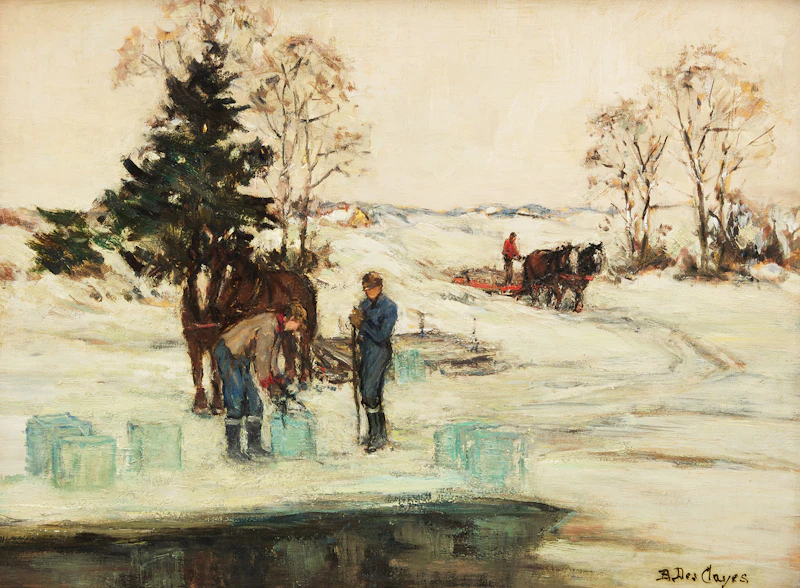 Ice Cutters on the St. Francis River by Berthe Des Clayes