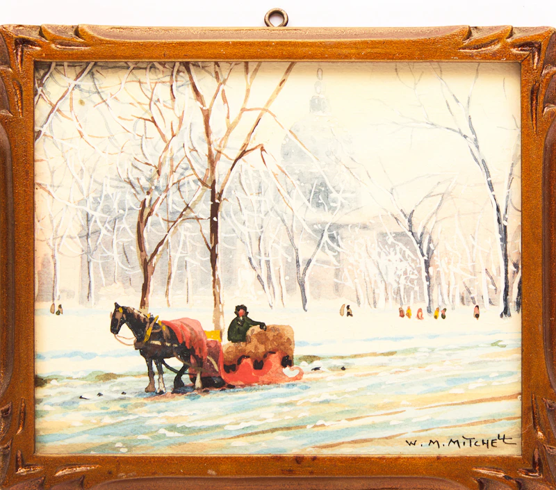 Willard Morse Mitchell, An Eastern Townships Scene, Near Richmond, P.Q., Canada; The Little Red Sleigh; Val Morin; The Hudson Bay Post at Lachine, P.Q., Canada, four watercolours - view 5