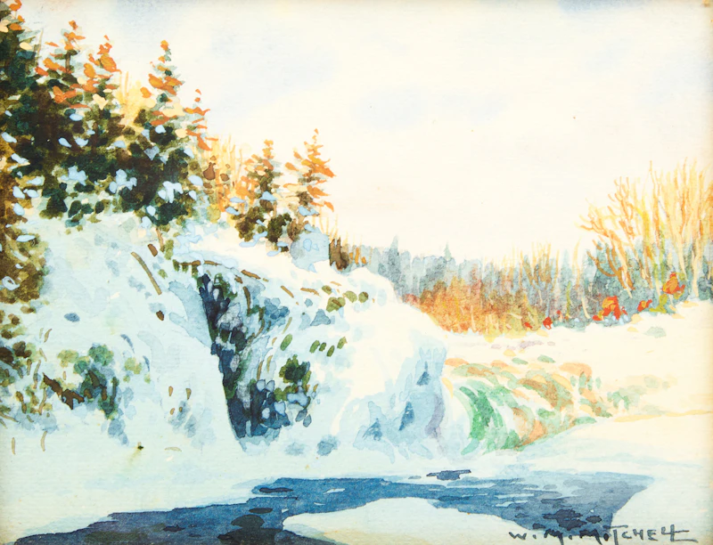 Willard Morse Mitchell, An Eastern Townships Scene, Near Richmond, P.Q., Canada; The Little Red Sleigh; Val Morin; The Hudson Bay Post at Lachine, P.Q., Canada, four watercolours - view 7