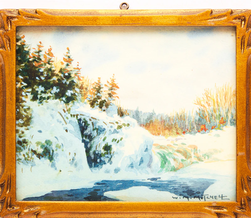 Willard Morse Mitchell, An Eastern Townships Scene, Near Richmond, P.Q., Canada; The Little Red Sleigh; Val Morin; The Hudson Bay Post at Lachine, P.Q., Canada, four watercolours - view 8